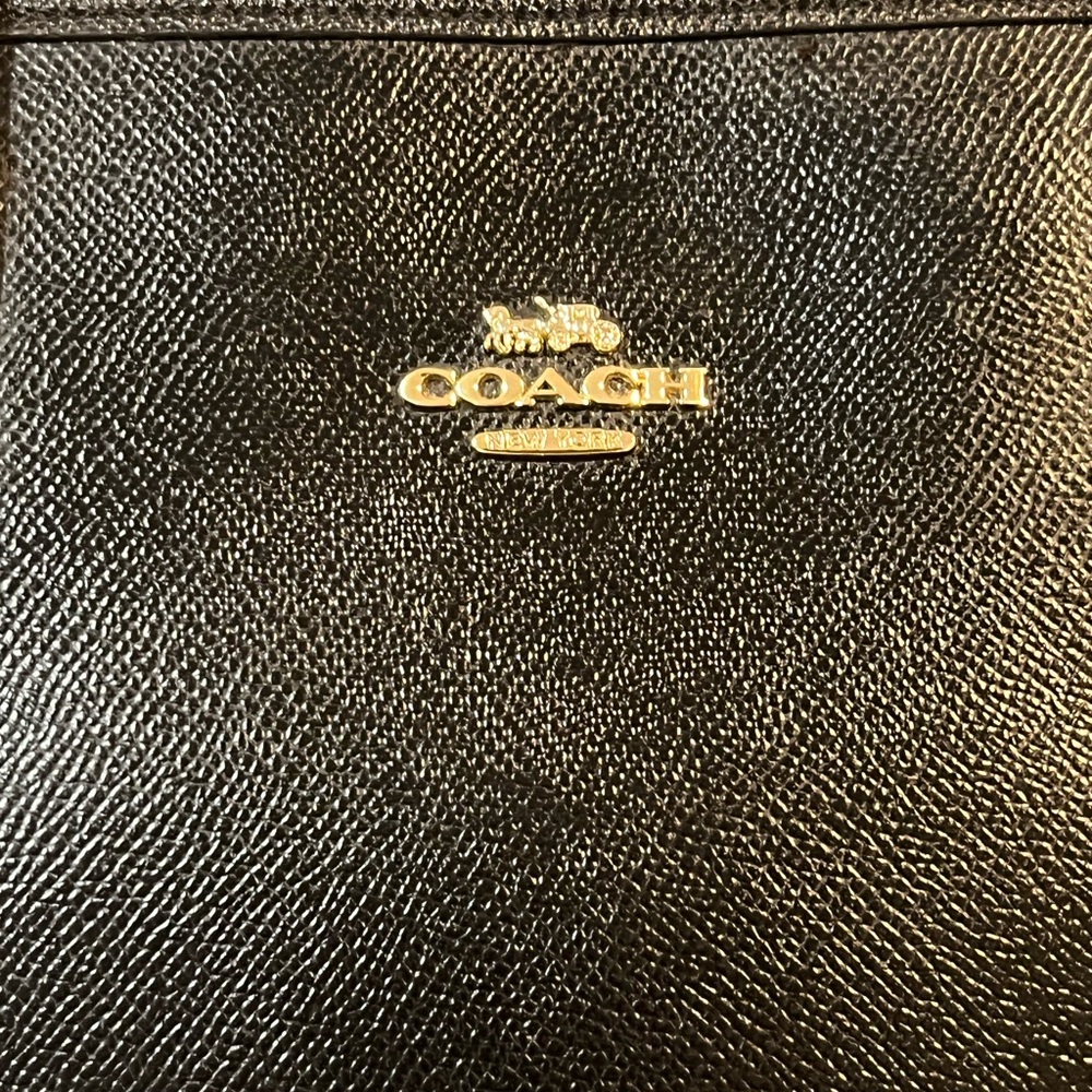 Coach Black Leather Tote with Gold Accents - Picture 8 of 11